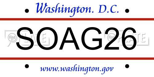 SOAG26 District Of Columbia License Plate