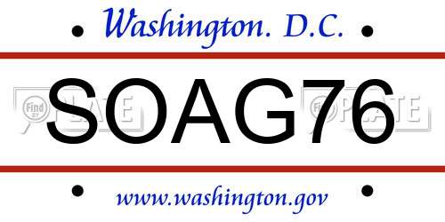 SOAG76 District Of Columbia License Plate