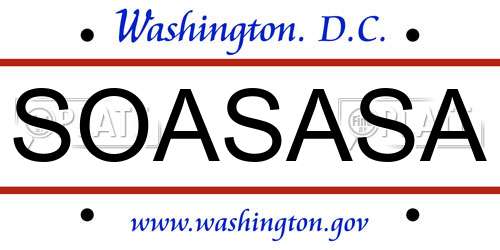 SOASASA District Of Columbia License Plate