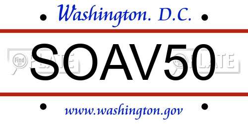 SOAV50 District Of Columbia License Plate