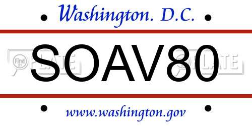 SOAV80 District Of Columbia License Plate
