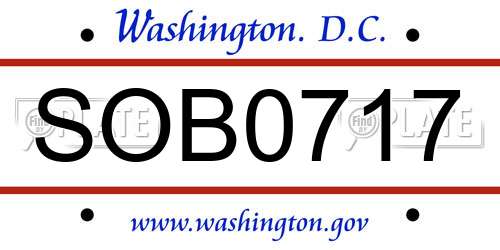 SOB0717 District Of Columbia License Plate