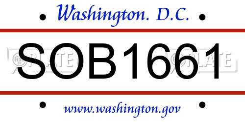 SOB1661 District Of Columbia License Plate