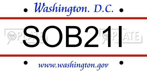 SOB21I District Of Columbia License Plate