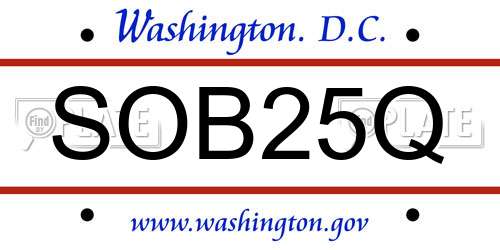 SOB25Q District Of Columbia License Plate