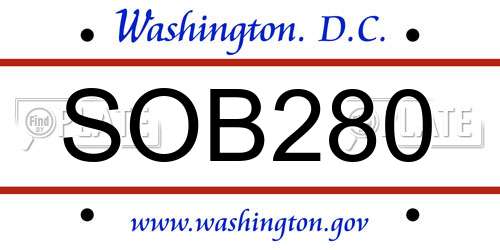 SOB280 District Of Columbia License Plate