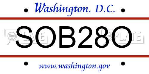 SOB28O District Of Columbia License Plate