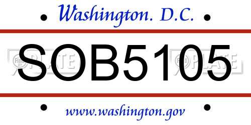 SOB5105 District Of Columbia License Plate