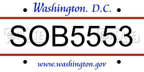 SOB5553 District Of Columbia License Plate