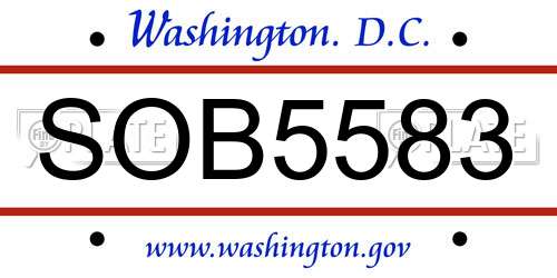 SOB5583 District Of Columbia License Plate