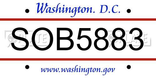 SOB5883 District Of Columbia License Plate