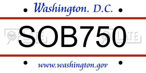 SOB750 District Of Columbia License Plate