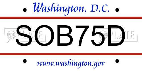 SOB75D District Of Columbia License Plate