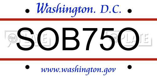 SOB75O District Of Columbia License Plate