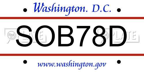 SOB78D District Of Columbia License Plate
