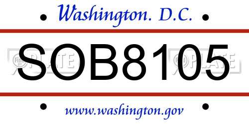 SOB8105 District Of Columbia License Plate