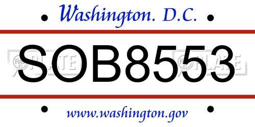 SOB8553 District Of Columbia License Plate