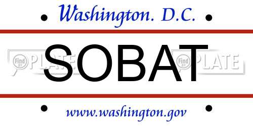 SOBAT District Of Columbia License Plate