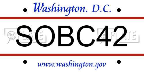 SOBC42 District Of Columbia License Plate