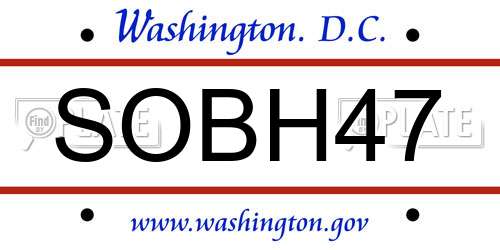 SOBH47 District Of Columbia License Plate