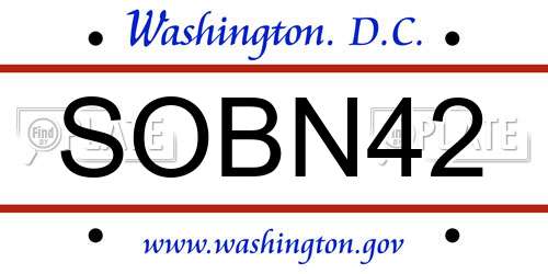 SOBN42 District Of Columbia License Plate