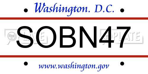 SOBN47 District Of Columbia License Plate