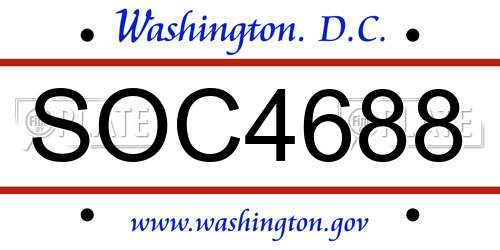 SOC4688 District Of Columbia License Plate