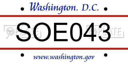 SOE043 District Of Columbia License Plate