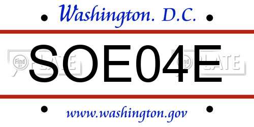 SOE04E District Of Columbia License Plate