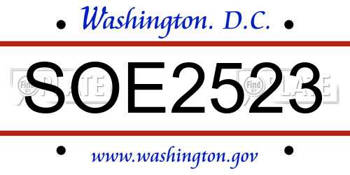 SOE2523 District Of Columbia License Plate