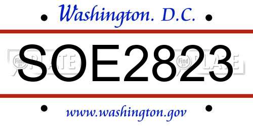 SOE2823 District Of Columbia License Plate