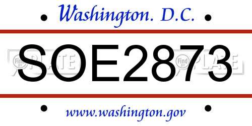 SOE2873 District Of Columbia License Plate