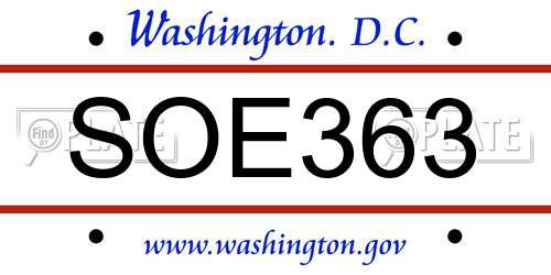 SOE363 District Of Columbia License Plate