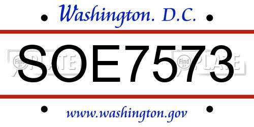 SOE7573 District Of Columbia License Plate