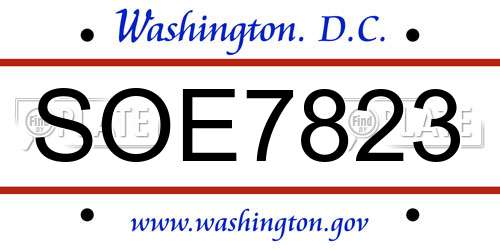 SOE7823 District Of Columbia License Plate