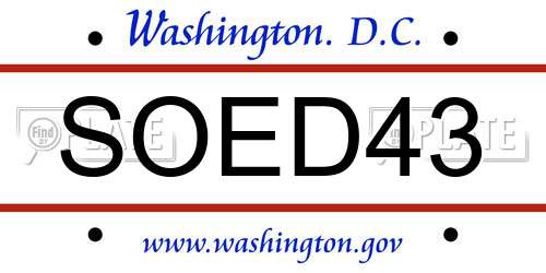 SOED43 District Of Columbia License Plate