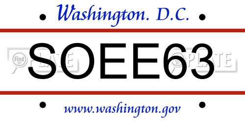 SOEE63 District Of Columbia License Plate