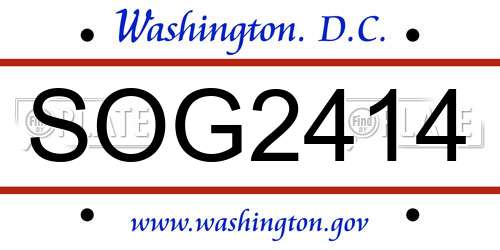 SOG2414 District Of Columbia License Plate