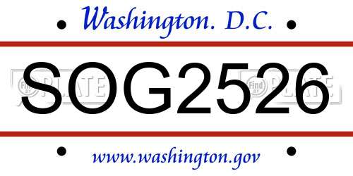 SOG2526 District Of Columbia License Plate