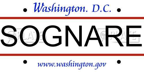 SOGNARE District Of Columbia License Plate