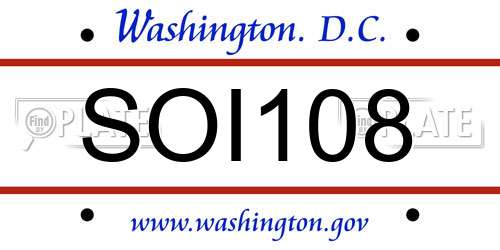 SOI108 District Of Columbia License Plate