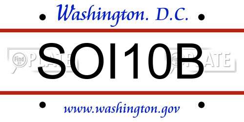 SOI10B District Of Columbia License Plate
