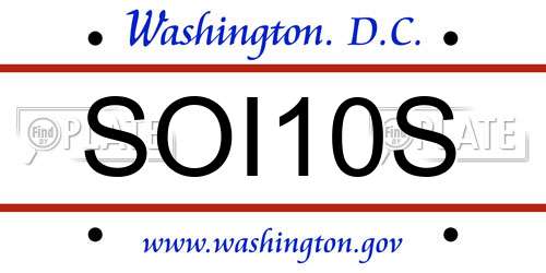 SOI10S District Of Columbia License Plate