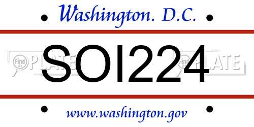 SOI224 District Of Columbia License Plate