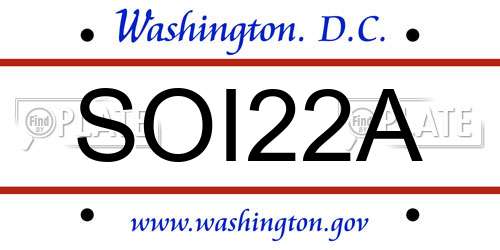 SOI22A District Of Columbia License Plate