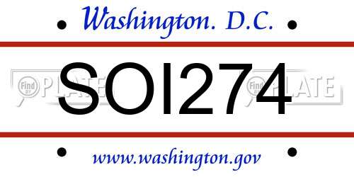 SOI274 District Of Columbia License Plate