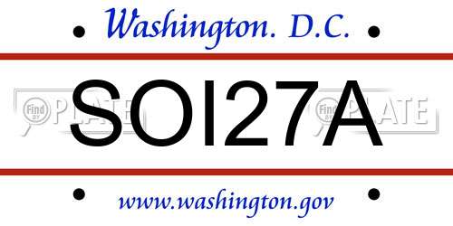 SOI27A District Of Columbia License Plate