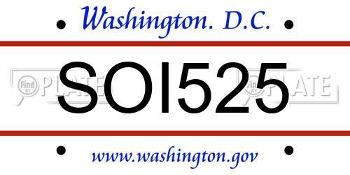 SOI525 District Of Columbia License Plate
