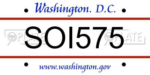 SOI575 District Of Columbia License Plate