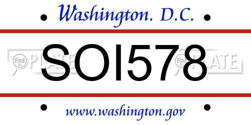 SOI578 District Of Columbia License Plate